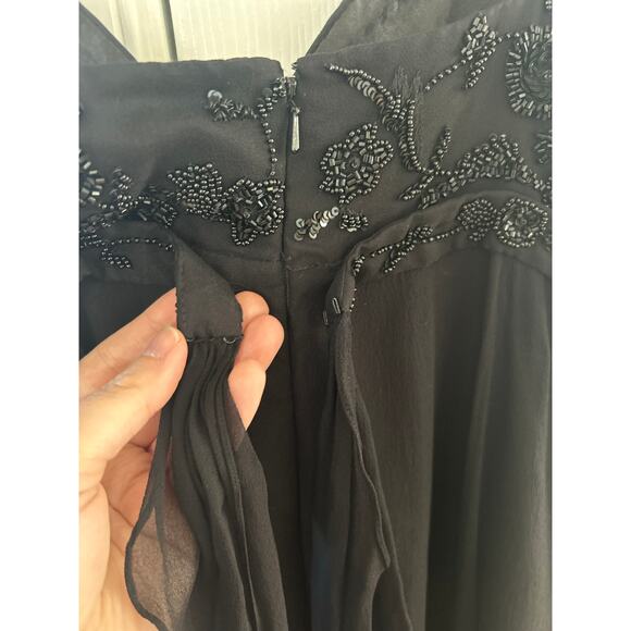 Vintage 90s Y2K Scala Silk Beaded Baby Doll High Low Cocktail Dress - Picture 9 of 11